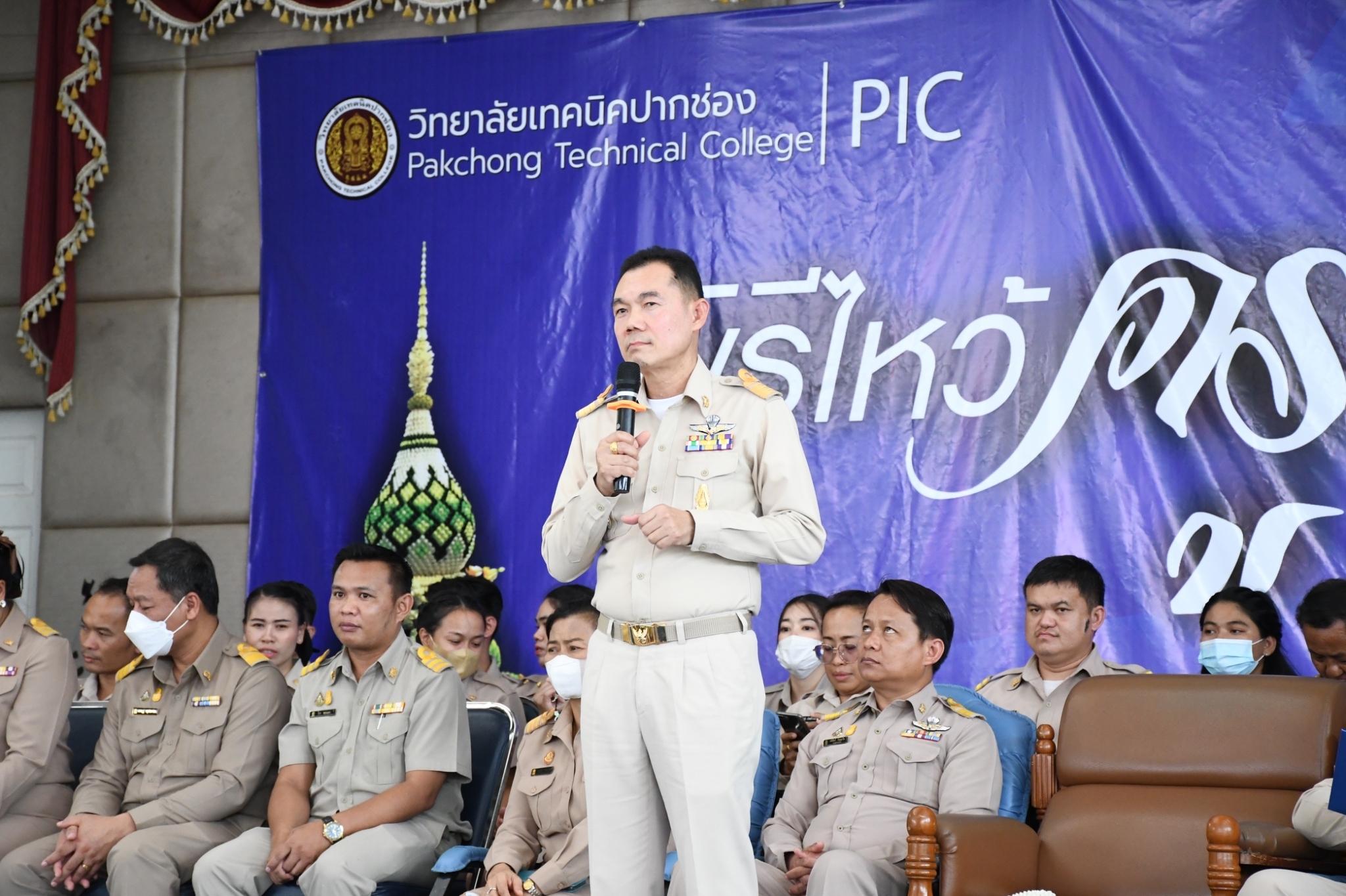 พิธีไหว้ครู ทำบุญวันคล้ายสถาปนาวิทยาลัยเทคนิคปากช่อง และมอบทุนการศึกษา ในวันที่ 15 มิถุนายน 2566
